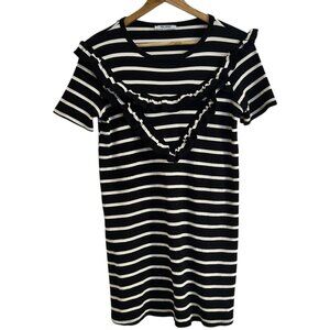 ✨3 for $18 ✨ Zara Ruffle & Ribbed Striped Cotton Blend Dress - Small